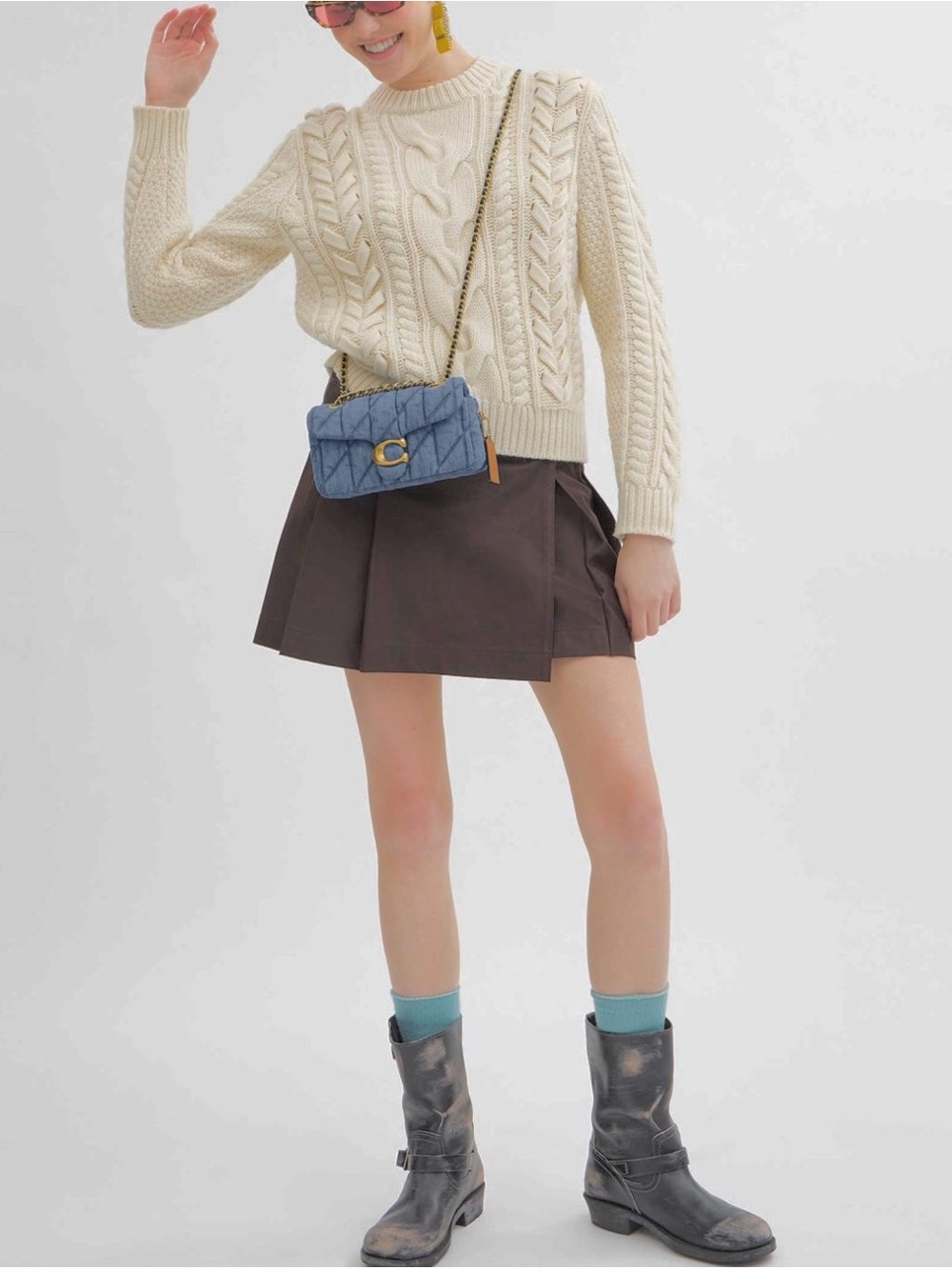 Coach Quilted Denim Crossbody with Gold Chain - Blue NWT Dust Bag Retail $475 - Picture 5 of 14